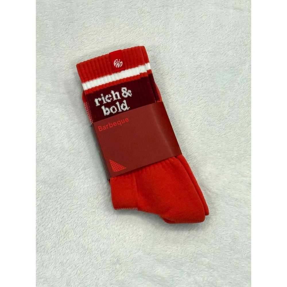 Chick-fil-A Originals Barbeque Rich & Bold Red Crew Socks New Novelty Unisex